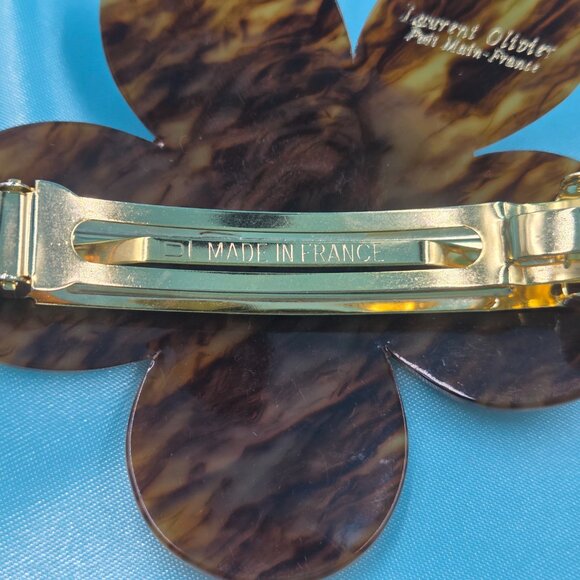 Laurent Olivier France Hair Clip – 1990s – Made in France – Brown Flower - Picture 9 of 9